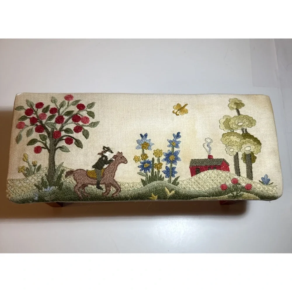 Vintage needlepoint footstool